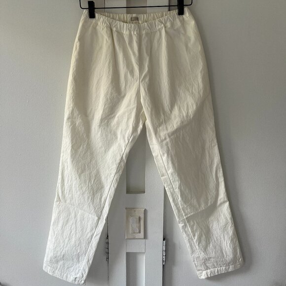 MAKIÉ Japan Cotton Elastic Waist Ankle Pants - White - Size Small - Picture 1 of 6